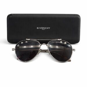 Givenchy Black Aviator Sunglasses with Silver Stars